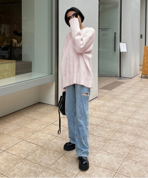 AMELY(エミリー)の「≪ミクエリ×AMELYコラボ≫前後2Wayラウンドニット(ニット/セーター・レディース・ブラック/ブラウン/グレー/ピンク/アイボリー・フリー)」の19枚目の写真