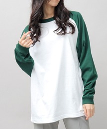 5.6オンス ラグラン 配色 ボックスシルエット ロングスリーブ Tシャツ