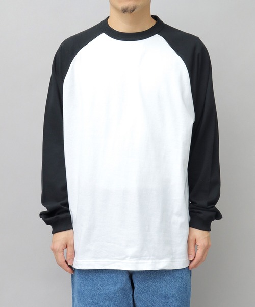 【DEUS】LOOSE FIT CREW★ゆったりとしたラグランスリーブクルー 5.6オンス ラグラン 配色 ボックスシルエット ロングスリーブ T