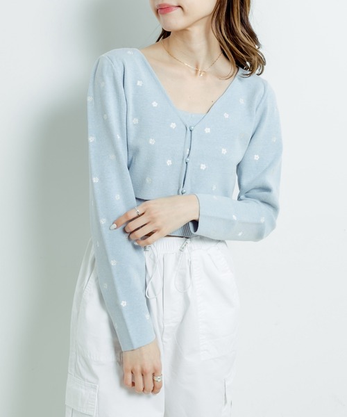 OLIVE des OLIVE（オリーブデオリーブ）の「花刺繍カーディガン（カーディガン/ボレロ・レディース・オフホワイト/サックスブルー/ブラック・FREE）」の22枚目の写真