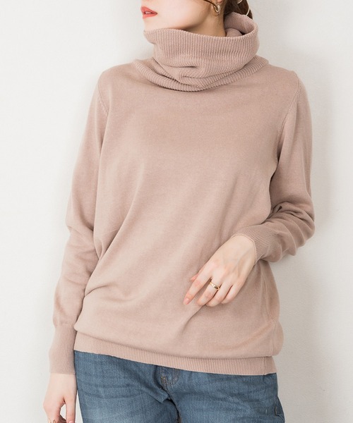 atONE(アットワン)の「atONE ゆるっとタートルネックチュニックセーター 5L展開で大きいサイズ・ワイドサイズ対応(ニット/セーター・レディース・グレイッシュベージュ/ブラック/杢グレー・M-L/4L~5L/LL~3L)」の16枚目の写真