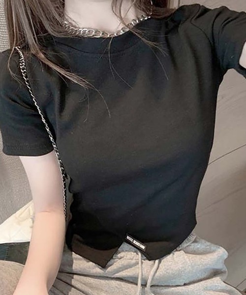 Girly Doll（ガーリードール）の「イレギュラーヘムTシャツ（Tシャツ/カットソー・レディース・ホワイト/ブラック・S/L/M）」の2枚目の写真