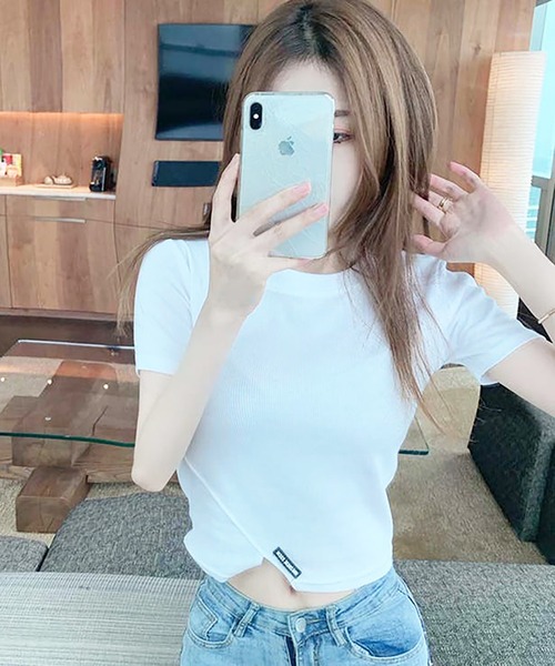 Girly Doll（ガーリードール）の「イレギュラーヘムTシャツ（Tシャツ/カットソー・レディース・ホワイト/ブラック・S/L/M）」の3枚目の写真