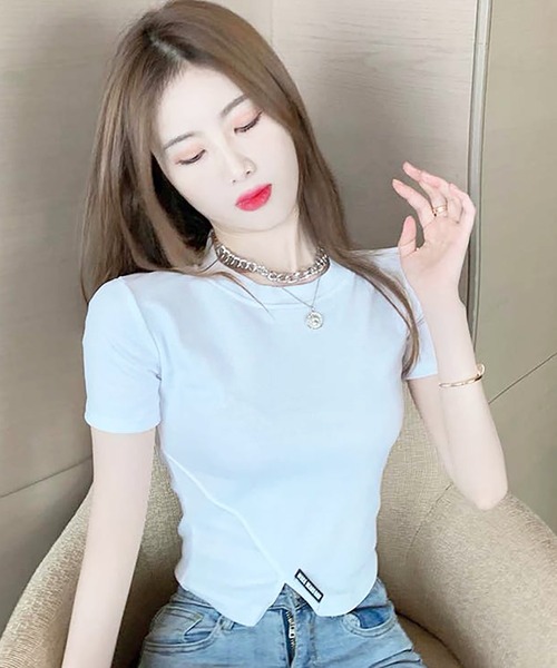 Girly Doll（ガーリードール）の「イレギュラーヘムTシャツ（Tシャツ/カットソー・レディース・ホワイト/ブラック・S/L/M）」の7枚目の写真