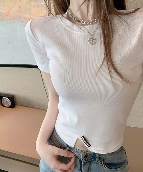 Girly Doll（ガーリードール）の「イレギュラーヘムTシャツ（Tシャツ/カットソー・レディース・ホワイト/ブラック・S/L/M）」の9枚目の写真