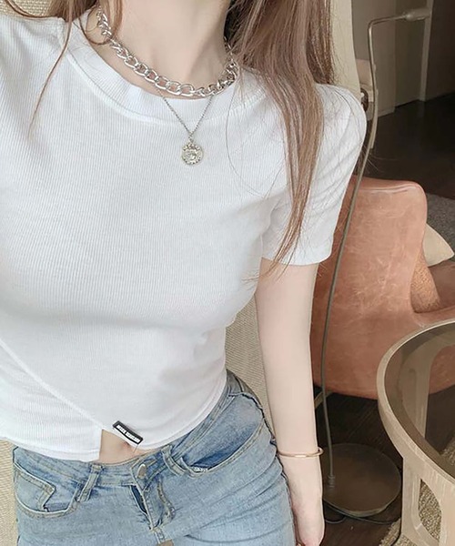 Girly Doll（ガーリードール）の「イレギュラーヘムTシャツ（Tシャツ/カットソー・レディース・ホワイト/ブラック・S/L/M）」の4枚目の写真