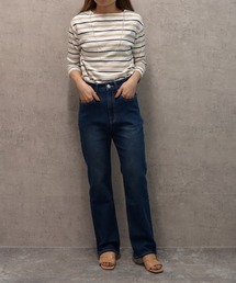 柔らかレーヨンストレッチストレートデニムパンツ