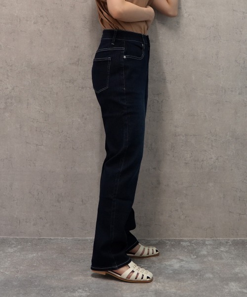 SELECT LEVERY(セレクトリベリー)の「柔らかレーヨンストレッチストレートデニムパンツ(デニムパンツ・レディース・ネイビー/ワンウォッシュ/ブルー・SMALL/X-LARGE/MEDIUM/LARGE)」の6枚目の写真