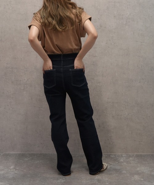 SELECT LEVERY(セレクトリベリー)の「柔らかレーヨンストレッチストレートデニムパンツ(デニムパンツ・レディース・ネイビー/ワンウォッシュ/ブルー・SMALL/X-LARGE/MEDIUM/LARGE)」の13枚目の写真