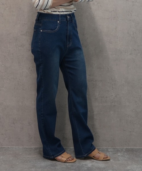 SELECT LEVERY(セレクトリベリー)の「柔らかレーヨンストレッチストレートデニムパンツ(デニムパンツ・レディース・ネイビー/ワンウォッシュ/ブルー・SMALL/X-LARGE/MEDIUM/LARGE)」の10枚目の写真
