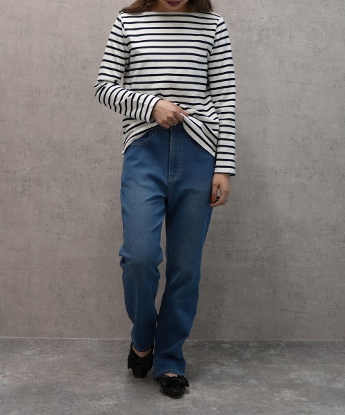SELECT LEVERY(セレクトリベリー)の「柔らかレーヨンストレッチストレートデニムパンツ(デニムパンツ・レディース・ネイビー/ワンウォッシュ/ブルー・SMALL/X-LARGE/MEDIUM/LARGE)」の8枚目の写真