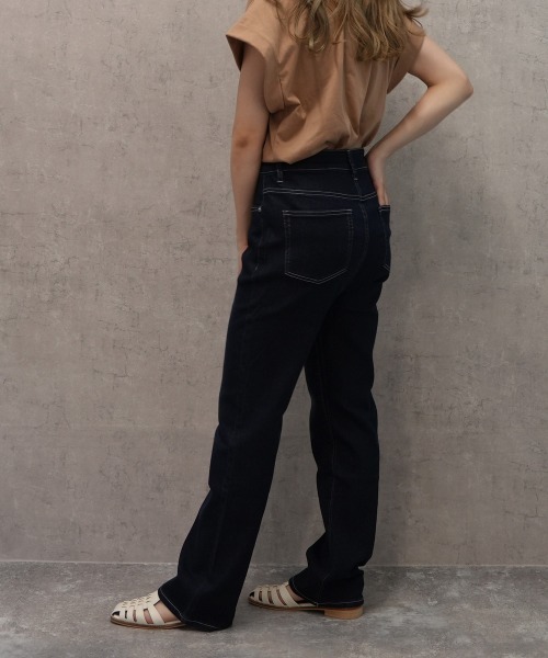 SELECT LEVERY(セレクトリベリー)の「柔らかレーヨンストレッチストレートデニムパンツ(デニムパンツ・レディース・ネイビー/ワンウォッシュ/ブルー・SMALL/X-LARGE/MEDIUM/LARGE)」の15枚目の写真