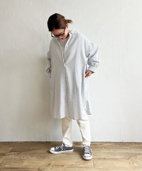 LBC（エルビーシー）の「ストライプ3WAYワンピース（シャツワンピース・レディース・ネイビー/ホワイト/ベージュ・L/M）」の15枚目の写真