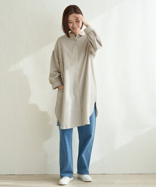 LBC（エルビーシー）の「ストライプ3WAYワンピース（シャツワンピース・レディース・ネイビー/ホワイト/ベージュ・L/M）」の6枚目の写真