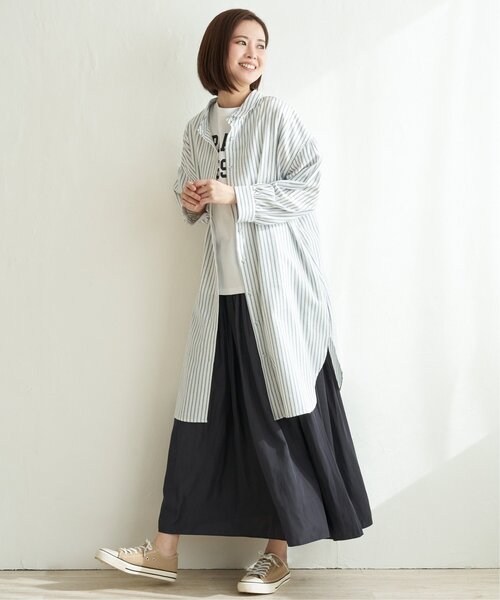 LBC（エルビーシー）の「ストライプ3WAYワンピース（シャツワンピース・レディース・ネイビー/ホワイト/ベージュ・L/M）」の8枚目の写真