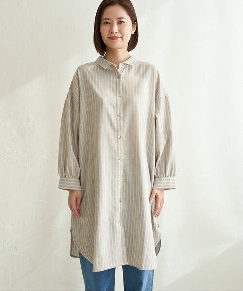 LBC（エルビーシー）の「ストライプ3WAYワンピース（シャツワンピース・レディース・ネイビー/ホワイト/ベージュ・L/M）」の7枚目の写真