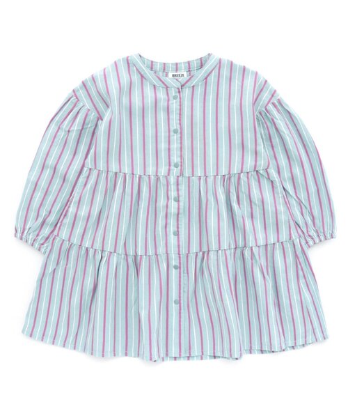 BREEZE（ブリーズ）の「ティアードシャツワンピ（ワンピース・キッズ・ブルー/ピンク/オフホワイト・80/120/100/130/140/110/90）」の3枚目の写真