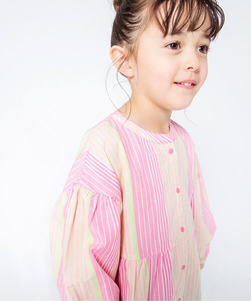 BREEZE（ブリーズ）の「ティアードシャツワンピ（ワンピース・キッズ・ブルー/ピンク/オフホワイト・80/120/100/130/140/110/90）」の9枚目の写真