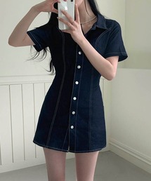 BEIDELLI | [BELLIDE MADE] ウエストバンディングデニムワンピース(ワンピース)