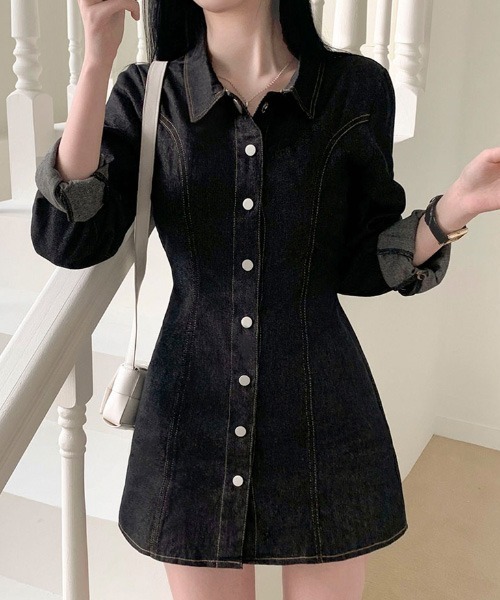 BEIDELLI（ベイデリー）の「[BELLIDE MADE] ウエストバンディングデニムワンピース（ワンピース・レディース・ブラック/ブルー/ブルー系その他/ブラック系その他・FREE）」の19枚目の写真