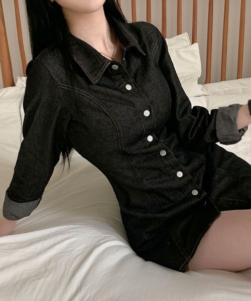 BEIDELLI（ベイデリー）の「[BELLIDE MADE] ウエストバンディングデニムワンピース（ワンピース・レディース・ブラック/ブルー/ブルー系その他/ブラック系その他・FREE）」の14枚目の写真