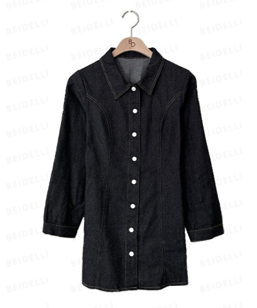 BEIDELLI（ベイデリー）の「[BELLIDE MADE] ウエストバンディングデニムワンピース（ワンピース・レディース・ブラック/ブルー/ブルー系その他/ブラック系その他・FREE）」の12枚目の写真