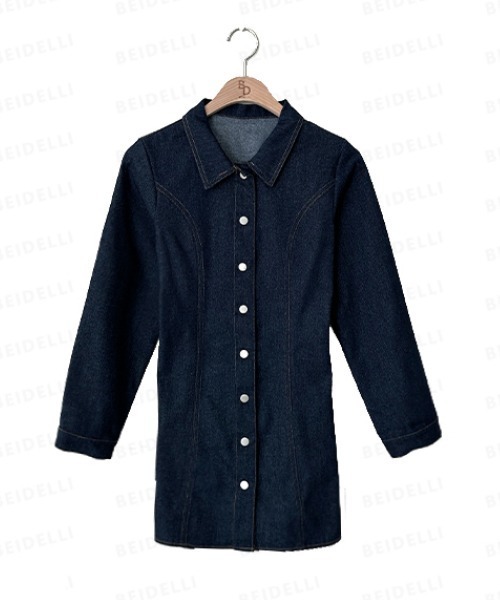 BEIDELLI（ベイデリー）の「[BELLIDE MADE] ウエストバンディングデニムワンピース（ワンピース・レディース・ブラック/ブルー/ブルー系その他/ブラック系その他・FREE）」の6枚目の写真