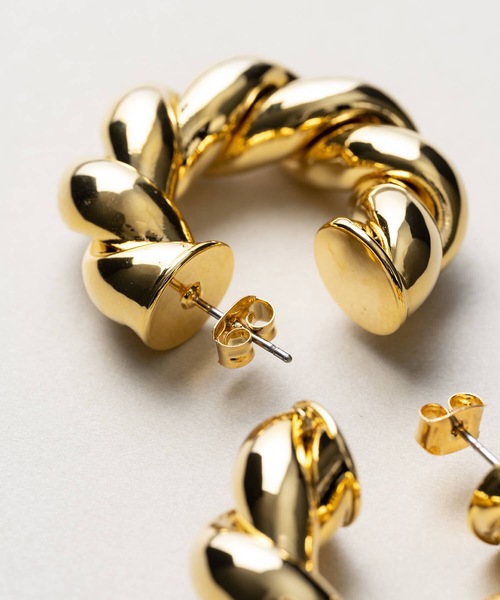 フープピアス　ツイスト　ピアス　フープ　18K　刻印 S 両耳 12mm ツイストフープピアス（ピアス（両耳用））｜ANOH（アノー）の