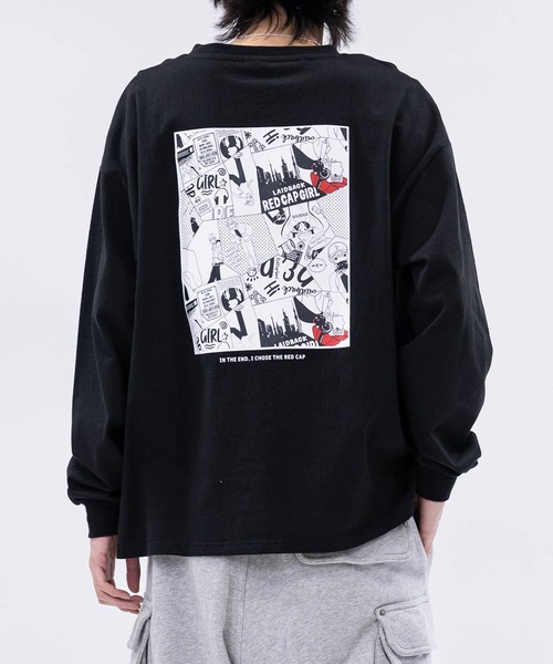 Red Cap Girl（レッドキャプガール）の「【a-r】〔Red Cap Girl/レッドキャップガール〕ヘビーウェイト天竺 バックプリント/ワンポイント刺繍 ルーズサイズ L/S T-Shrit（Tシャツ/カットソー・メンズ・ブラック/ブルー/ホワイト/グリーン/グリーン系その他/グリーン系その他2/ブラック系その他2/ホワイト系その他2/ホワイト系その他/ブラック系その他/グレー系その他2/グレー系その他/グリーン系/ブラック系1/ホワイト系1/グレー系その他4/グレー系その他3/ブラック系その他4/ホワイト系その他4/ホワイト系その他3/ブラック系その他3/ダークグレー/ダークパープル/グレー系1・MEDIUM/LARGE/X-LARGE）」の12枚目の写真