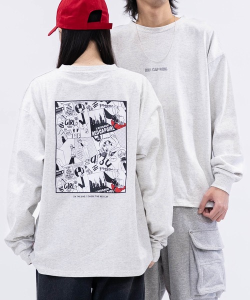 Red Cap Girl（レッドキャプガール）の「【a-r】〔Red Cap Girl/レッドキャップガール〕ヘビーウェイト天竺 バックプリント/ワンポイント刺繍 ルーズサイズ L/S T-Shrit（Tシャツ/カットソー・メンズ・ブラック/ブルー/ホワイト/グリーン/グリーン系その他/グリーン系その他2/ブラック系その他2/ホワイト系その他2/ホワイト系その他/ブラック系その他/グレー系その他2/グレー系その他/グリーン系/ブラック系1/ホワイト系1/グレー系その他4/グレー系その他3/ブラック系その他4/ホワイト系その他4/ホワイト系その他3/ブラック系その他3/ダークグレー/ダークパープル/グレー系1・MEDIUM/LARGE/X-LARGE）」の18枚目の写真