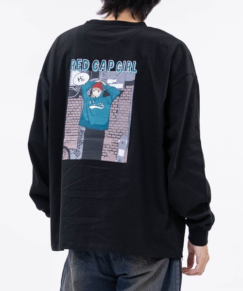 Red Cap Girl（レッドキャプガール）の「【a-r】〔Red Cap Girl/レッドキャップガール〕ヘビーウェイト天竺 バックプリント/ワンポイント刺繍 ルーズサイズ L/S T-Shrit（Tシャツ/カットソー・メンズ・ブラック/ブルー/ホワイト/グリーン/グリーン系その他/グリーン系その他2/ブラック系その他2/ホワイト系その他2/ホワイト系その他/ブラック系その他/グレー系その他2/グレー系その他/グリーン系/ブラック系1/ホワイト系1/グレー系その他4/グレー系その他3/ブラック系その他4/ホワイト系その他4/ホワイト系その他3/ブラック系その他3/ダークグレー/ダークパープル/グレー系1・MEDIUM/LARGE/X-LARGE）」の7枚目の写真