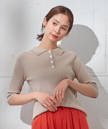 【洗濯機可能】ポロカラーニット