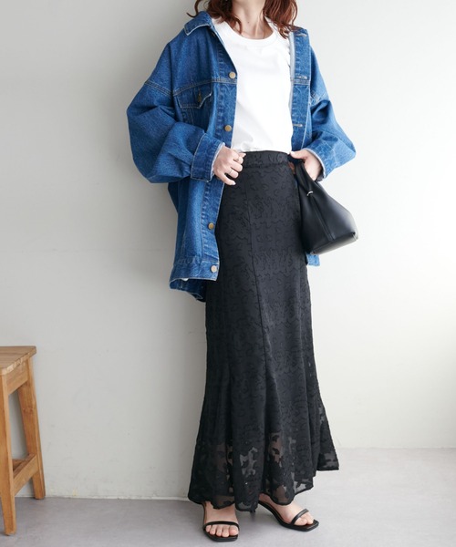 DISCOAT（ディスコート）の「生地ジャガードマーメイドスカート（スカート・レディース・ブラック/アイボリー・FREE）」の18枚目の写真