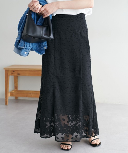 DISCOAT（ディスコート）の「生地ジャガードマーメイドスカート（スカート・レディース・ブラック/アイボリー・FREE）」の8枚目の写真