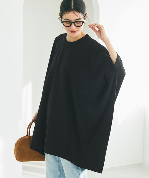セール】エンボス加工ビッグシルエットトップス（Tシャツ