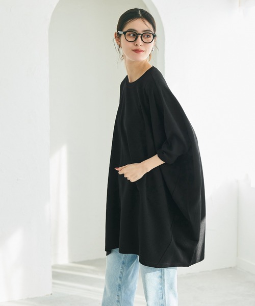 coca(coca)(コカ)の「【WEB限定セール】エンボス加工ビッグシルエットトップス(Tシャツ/カットソー・レディース・ライトグレー/ブラック・ONE SIZE)」の19枚目の写真