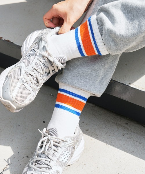 GUNZE（グンゼ）の「【GUNZE×TYPY】ラインショートソックス（ソックス/靴下・レディース・グリーン/ダークグリーン/ネイビー/オレンジ/ピンク・25㎝～27㎝/23㎝～25㎝）」の5枚目の写真