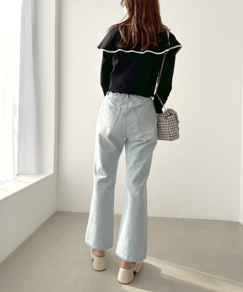 OLIVE des OLIVE(オリーブデオリーブ)の「ビッグカラーカーディガン(Tシャツ/カットソー・レディース・ブラック/イエロー/オフホワイト/サックスブルー・FREE)」の18枚目の写真