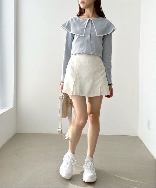 OLIVE des OLIVE(オリーブデオリーブ)の「ビッグカラーカーディガン(Tシャツ/カットソー・レディース・ブラック/イエロー/オフホワイト/サックスブルー・FREE)」の15枚目の写真