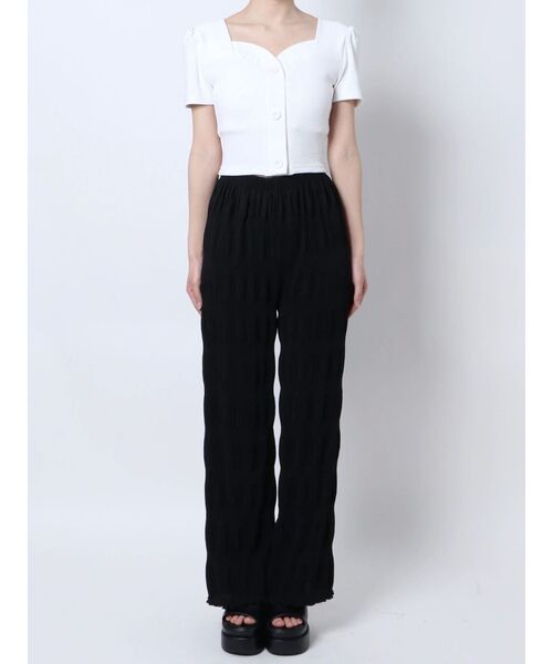 EMODA(エモダ)の「フロントボタンショートリブトップ(Tシャツ/カットソー・レディース・ホワイト/ブラック/ブルー・FREE)」の19枚目の写真