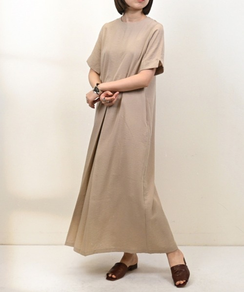 STYLEBLOCK(スタイルブロック)の「リネンタッチフロントタックマキシワンピース(ワンピース・レディース・ブラック/ライトベージュ/アイボリー/オレンジ・M)」の1枚目の写真