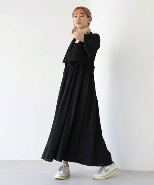 SLOBE citron.（スローブシトロン）の「SLOBE citron.カーブショートスリーブクロップドシャツ（シャツ/ブラウス・レディース・グリーン/ブラック・FREE）」の4枚目の写真