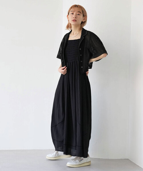 SLOBE citron.（スローブシトロン）の「SLOBE citron.カーブショートスリーブクロップドシャツ（シャツ/ブラウス・レディース・グリーン/ブラック・FREE）」の5枚目の写真