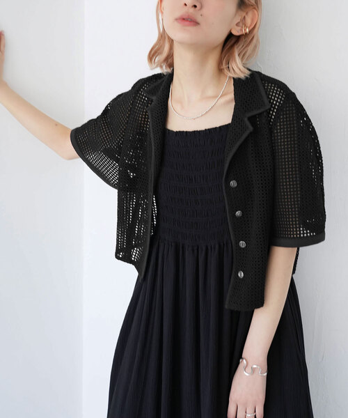 SLOBE citron.（スローブシトロン）の「SLOBE citron.カーブショートスリーブクロップドシャツ（シャツ/ブラウス・レディース・グリーン/ブラック・FREE）」の9枚目の写真