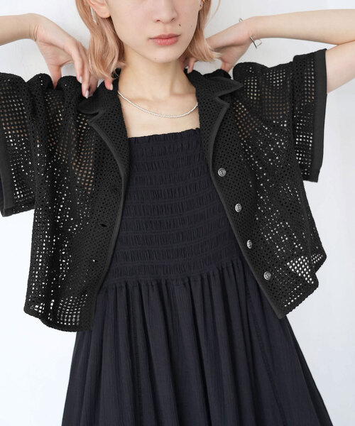 SLOBE citron.（スローブシトロン）の「SLOBE citron.カーブショートスリーブクロップドシャツ（シャツ/ブラウス・レディース・グリーン/ブラック・FREE）」の11枚目の写真