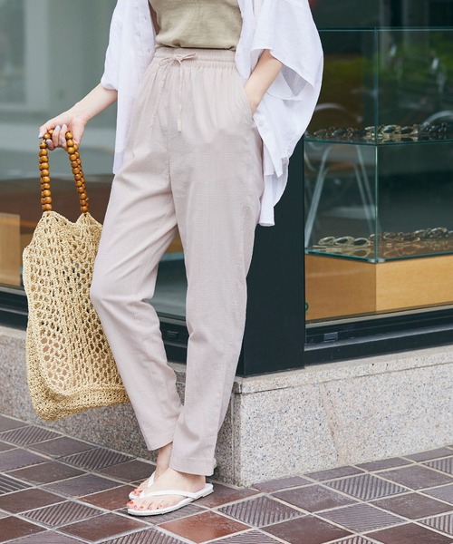 coca(coca)(コカ)の「麻風コットンテーパードパンツ(その他パンツ・レディース・ライトベージュ/ダークベージュ/ブラック/グリーン・M/L)」の1枚目の写真