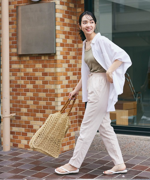 coca(coca)(コカ)の「麻風コットンテーパードパンツ(その他パンツ・レディース・ライトベージュ/ダークベージュ/ブラック/グリーン・M/L)」の6枚目の写真