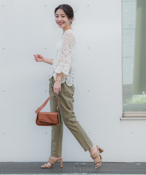 coca(coca)(コカ)の「麻風コットンテーパードパンツ(その他パンツ・レディース・ライトベージュ/ダークベージュ/ブラック/グリーン・M/L)」の12枚目の写真