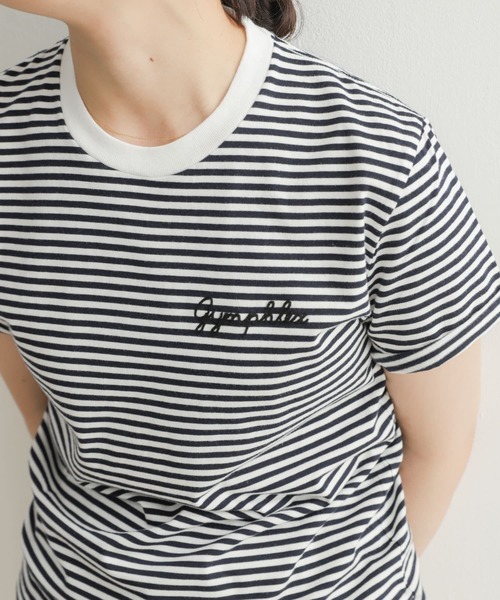 GYMPHLEX（ジムフレックス）の「GYMPHLEX　COMBED COTTON JERSEY T-SHIRTS（Tシャツ/カットソー・レディース・チャコールグレー/オレンジ/ブルー系その他/ホワイト系その他/ホワイト・12）」の3枚目の写真