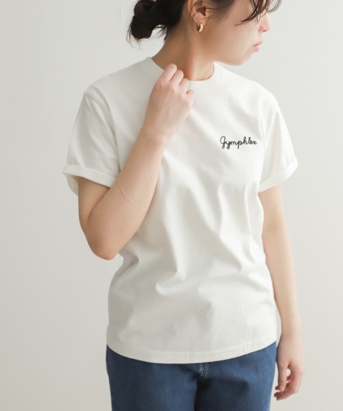 GYMPHLEX（ジムフレックス）の「GYMPHLEX　COMBED COTTON JERSEY T-SHIRTS（Tシャツ/カットソー・レディース・チャコールグレー/オレンジ/ブルー系その他/ホワイト系その他/ホワイト・12）」の2枚目の写真